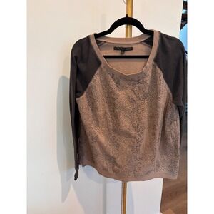 Vans Womens XL Tan Animal‎ Print Raglan Long Sleeve Scoop Neck Sweatshirt